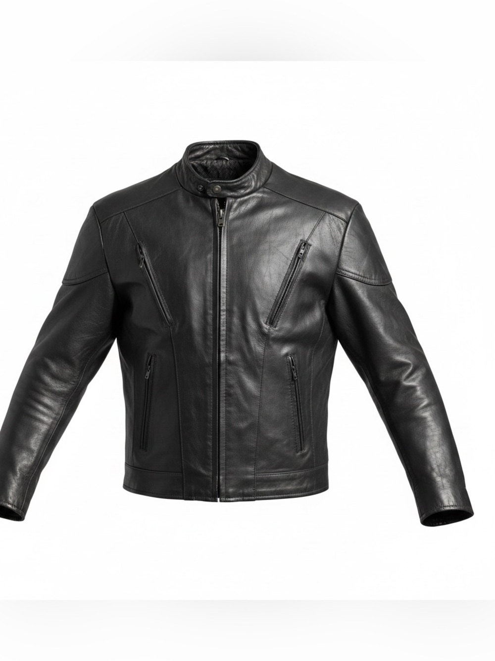 Xelement Men's Black Leather Insulated Motorcycle Biker Jacket - XL